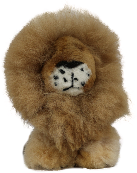 100% Alpaca Fur Stuffed Lion X-Small